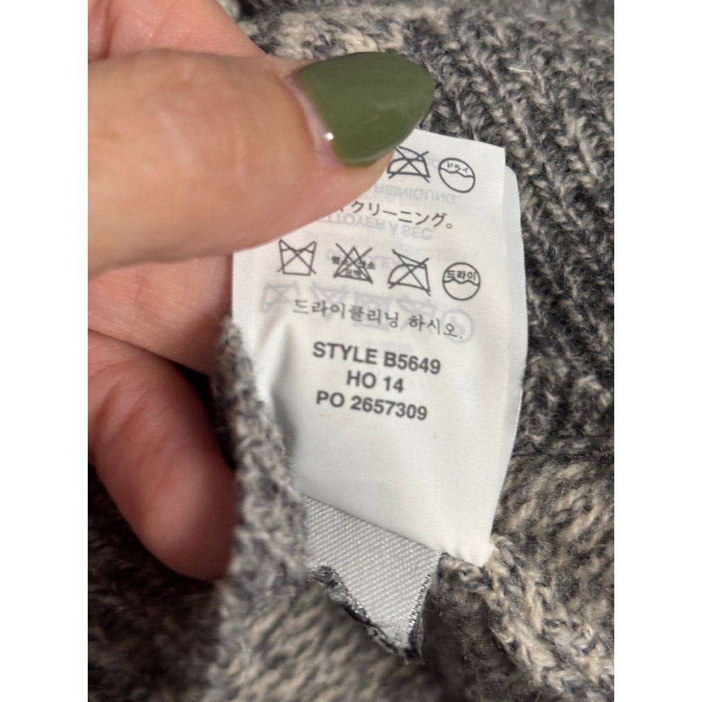 J Crew Herringbone Sweater Chevron Pullover Knit Lambswool Raglan Sleeve Gray L - Picture 10 of 11
